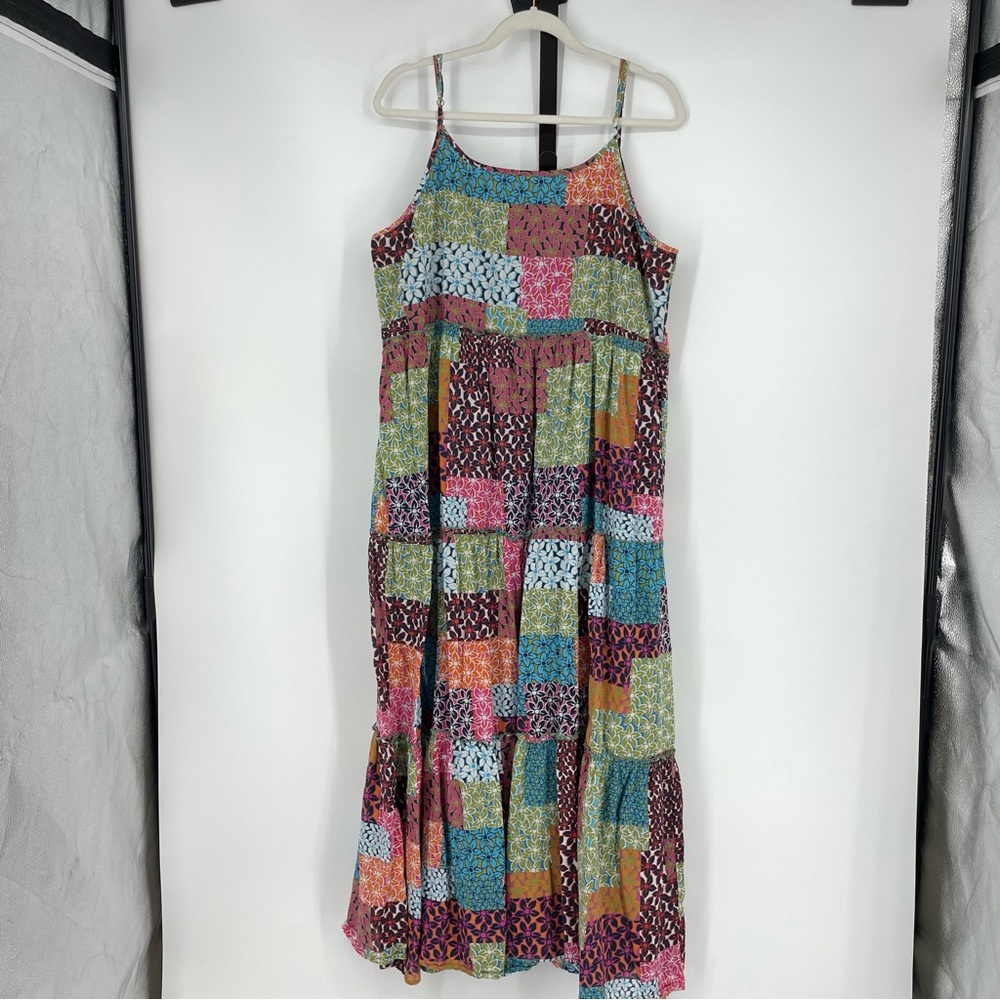 Natural life Delia Maxi Dress PATCHWORK BOHO Sz L